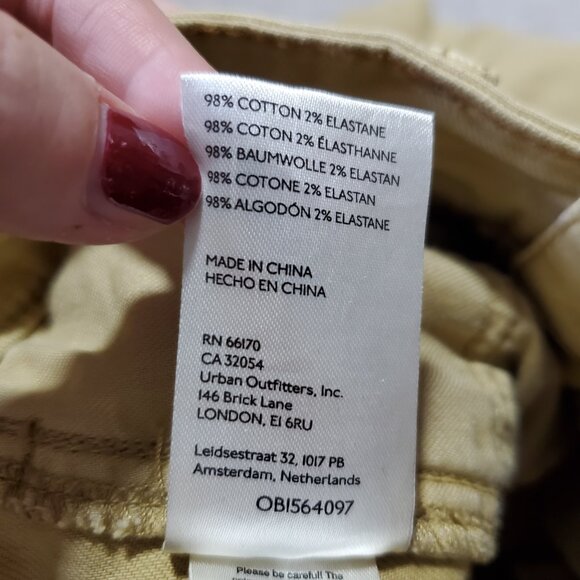 PILCRO Anthropologie Mid-Rise Slim Cargo Pants Utility Tan Yellow Women 27 x 28" - Picture 11 of 15